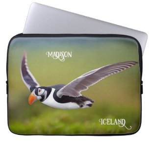 IJsland Puffin - Aangepaste naam Laptop Sleeve