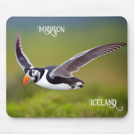 IJsland Puffin - Aangepaste naam Muismat (Voorkant)