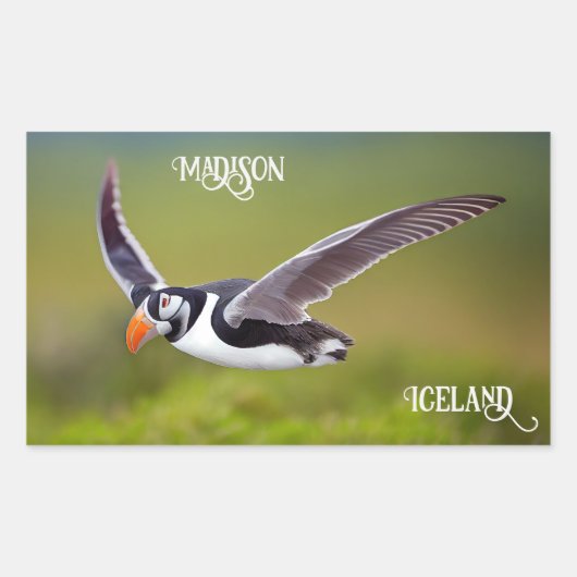 IJsland Puffin - Aangepaste naam Rechthoekige Sticker (Voorkant)