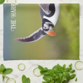 IJsland Puffin - Aangepaste naam Theedoek (Gevouwen)