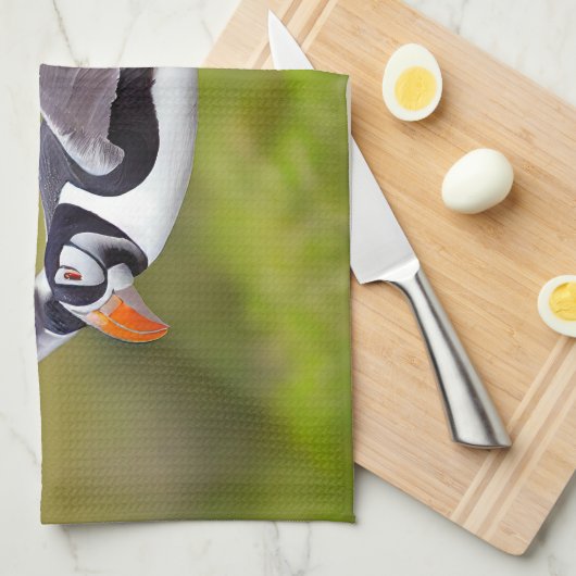 IJsland Puffin - Aangepaste naam Theedoek (Quarter Fold)