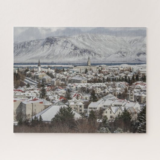 IJsland: Puzzle - Reykjavik in de winter Legpuzzel (Horizontaal)