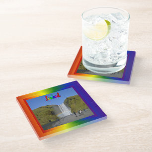 IJsland Rainbow Waterfall Glazen Onderzetter