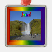IJsland Rainbow Waterfall Metalen Ornament (Voorkant)