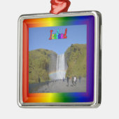 IJsland Rainbow Waterfall Metalen Ornament (Links)