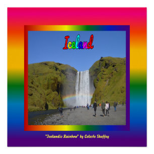 IJsland Regenboog Waterval Poster