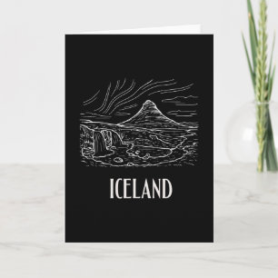 IJsland Retro Kunst Wandelen Aurora Borealis Souve Kaart