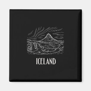IJsland Retro Kunst Wandelen Aurora Borealis Souve Magneet