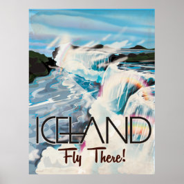 IJsland Retro Landschap Reisposter Poster