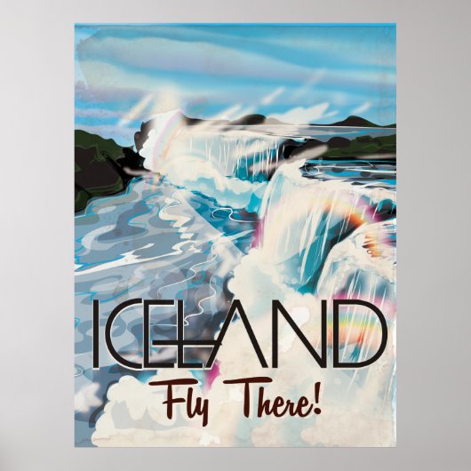 IJsland Retro Landschap Reisposter Poster (Voorkant)