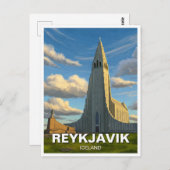 IJsland Reykavik Kerk van Hallgrimur Reizen Briefkaart (Voorkant / Achterkant)