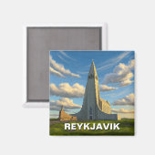 IJsland Reykavik Kerk van Hallgrimur Reizen Magneet (Voorkant / Achterkant)