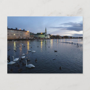 IJsland - Reykjavik - Meer bij zonsondergang Briefkaart