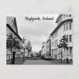IJsland Reykjavik Street Black White Personalize Briefkaart