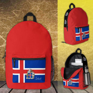 IJsland, Rode rugzak, IJslandse vlag / patriottisc Bedrukte Rugzak