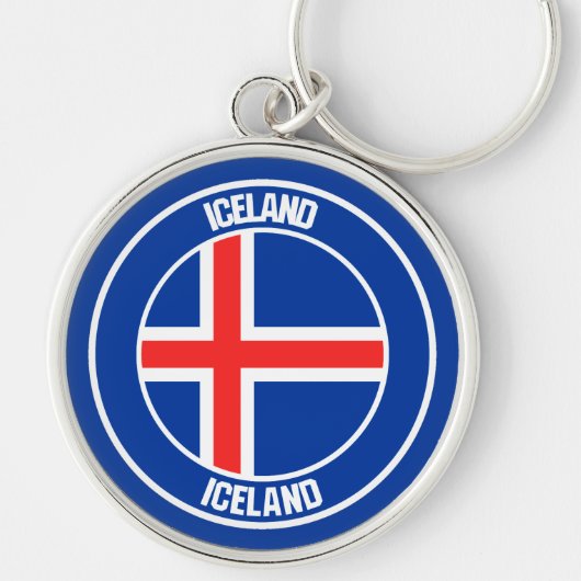IJsland Rond Embleem Sleutelhanger (Voorkant)