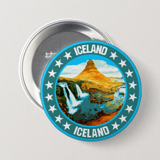 IJsland Ronde Button 7,6 Cm (Voorkant /achterkant)