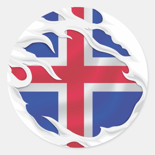 IJsland scheurt vlag Ronde Sticker (Voorkant)