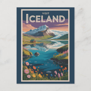 IJsland Schilderachtige Illustratie Reis Kunst Vin Briefkaart