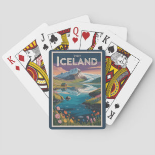 IJsland Schilderachtige Illustratie Reis Kunst Vin Pokerkaarten