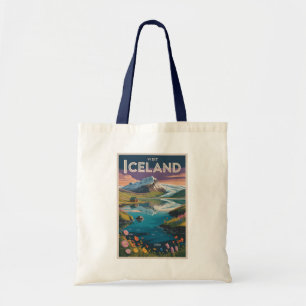 IJsland Schilderachtige Illustratie Reis Kunst Vin Tote Bag