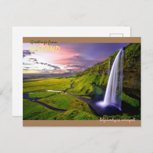 IJsland- Seljalandsfoss waterval Briefkaart (Voorkant / Achterkant)