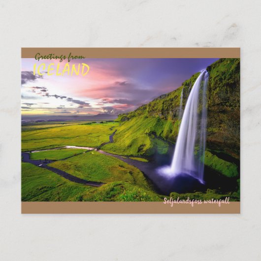 IJsland- Seljalandsfoss waterval Briefkaart (Voorkant)
