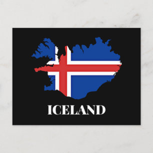 IJsland Silhouet, vlag, Briefkaart