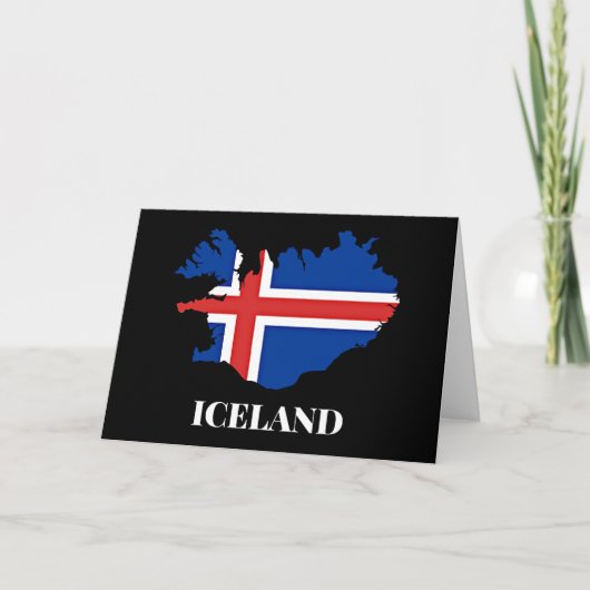 IJsland Silhouet, vlag, Kaart (Voorkant)