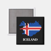 IJsland Silhouet, vlag, Magneet (Voorkant / Achterkant)