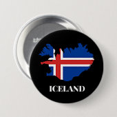 IJsland Silhouet, vlag, Ronde Button 7,6 Cm (Voorkant /achterkant)
