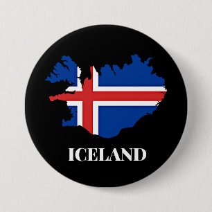IJsland Silhouet, vlag, Ronde Button 7,6 Cm