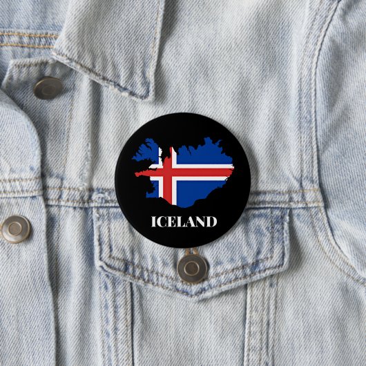 IJsland Silhouet, vlag, Ronde Button 7,6 Cm (In situ)