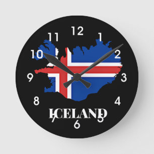IJsland Silhouet, vlag, Ronde Klok