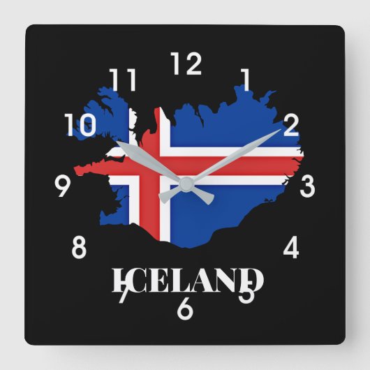 IJsland Silhouet, vlag, Vierkante Klok (Voorkant)