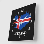 IJsland Silhouet, vlag, Vierkante Klok (Hoek)