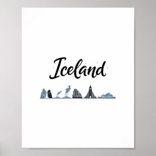 IJsland Silhouette Reis Vakantie Outfits Poster
