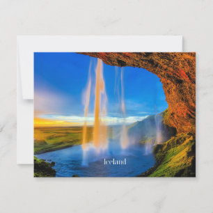 IJsland Skogafoss, prachtige landschapsfoto Kaart