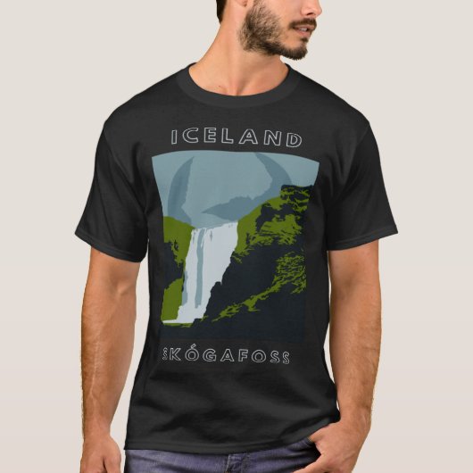 IJsland Skogafoss Waterfall Travel T-shirt (Voorkant)