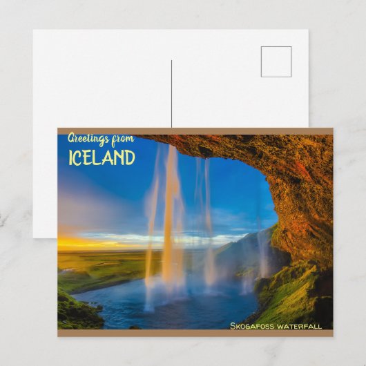 IJsland - Skogafoss waterval Briefkaart (Voorkant / Achterkant)