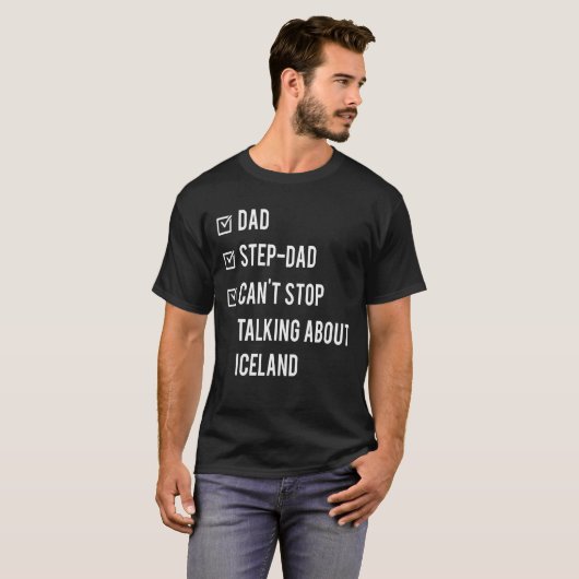 IJsland Stap Papa Geboren Papa Vaderdag Design T-shirt (Voorkant volledig)