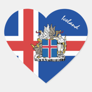 IJsland Sticker, Hart, Patriottische IJslandse Vla Hart Sticker