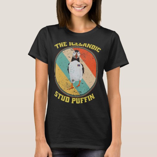  IJsland stud Puffin Bird Watching T-shirt (Voorkant)