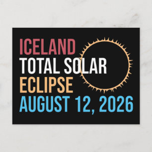 IJsland totale zonsverduistering 12 augustus 2026  Feestdagenkaart