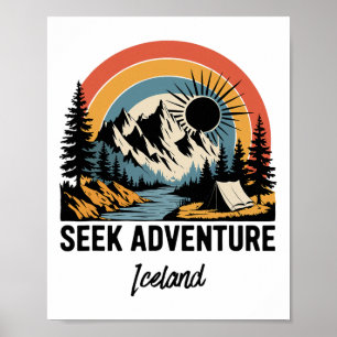 Ijsland Vakantie Buitenshuis Avontuur Zoeken Poster
