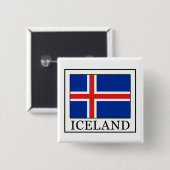 IJsland Vierkante Button 5,1 Cm (Voorkant /achterkant)