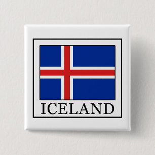 IJsland Vierkante Button 5,1 Cm