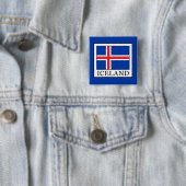 IJsland Vierkante Button 5,1 Cm (In situ)