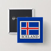 IJsland Vierkante Button 5,1 Cm (Voorkant /achterkant)