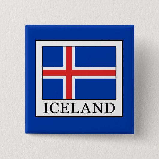 IJsland Vierkante Button 5,1 Cm (Voorkant)